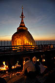 Myanmar - Kyaikhtiyo, Pilgrims chant, light candles all through the night. 